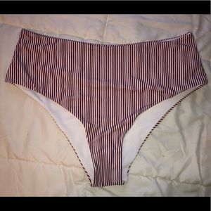 High Waisted Striped Bikini Bottoms